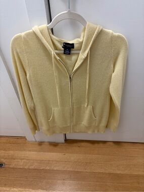 Butter Yellow Cashmere Zip Hoodie Sweater